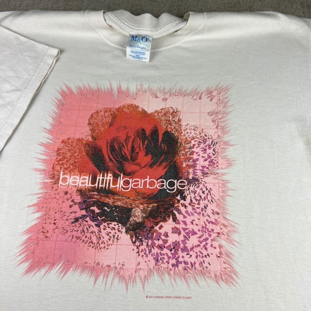 Vintage Garbage Band T-Shirt Men Large White Beautiful Garbage 2001 Tour Graphic